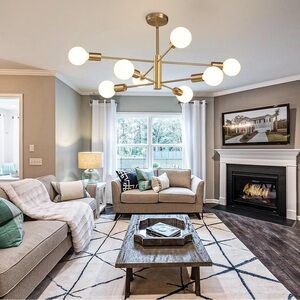 (NEW) Modern Gold Sputnik Chandelier Light Fixture